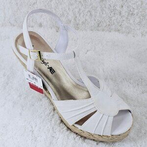 American Eagle White Canvas Platform Wedge Espadrille Sandals 8W NWT